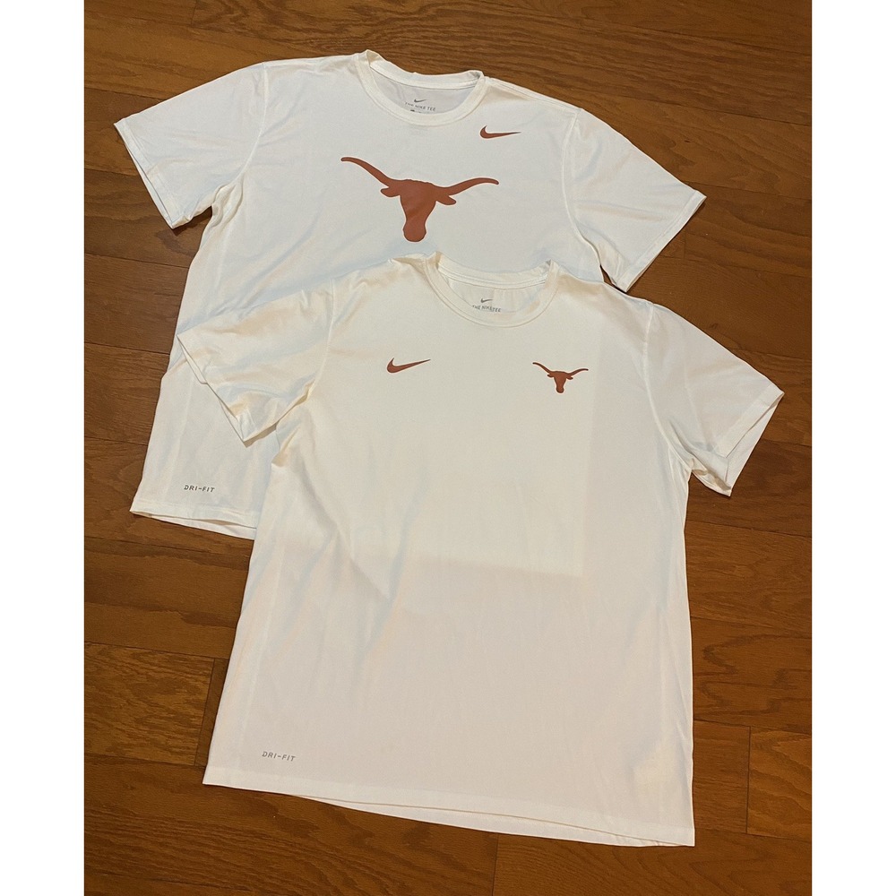 Nike Men's University Of Texas Longhorns Dri-Fit White T-Shirts Tee Lot Of 2 XL